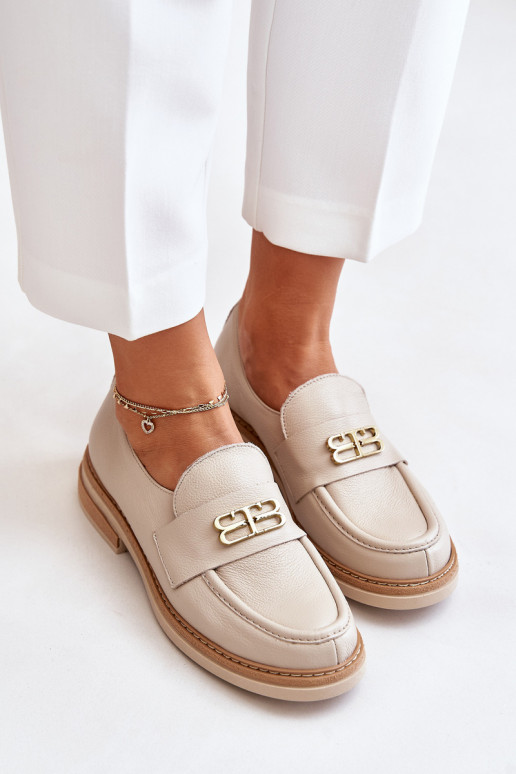 Zazoo 20174 Āda Eleganta stila apavi Sieviešu ar platiem papēžiem smilšu krāsas Zazoo 20174 Āda Eleganta stila apavi Sieviešu ar platiem papēžiem smilšu krāsas