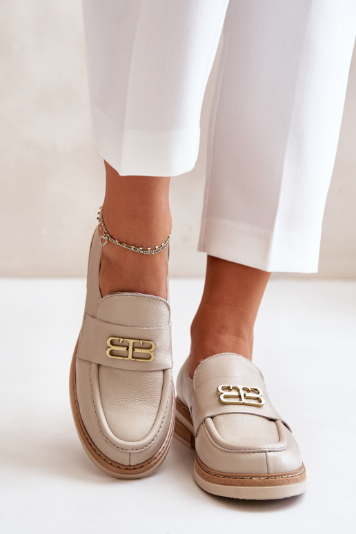 Zazoo 20174 Āda Eleganta stila apavi Sieviešu ar platiem papēžiem smilšu krāsas Zazoo 20174 Āda Eleganta stila apavi Sieviešu ar platiem papēžiem smilšu krāsas