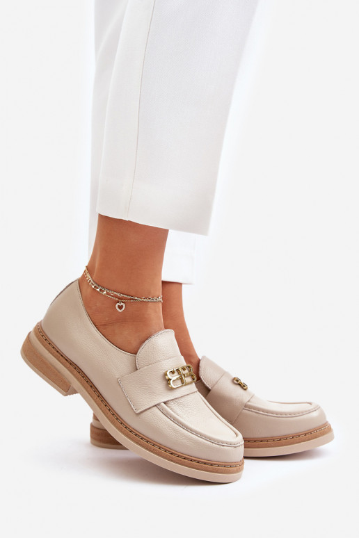 Zazoo 20174 Āda Eleganta stila apavi Sieviešu ar platiem papēžiem smilšu krāsas Zazoo 20174 Āda Eleganta stila apavi Sieviešu ar platiem papēžiem smilšu krāsas