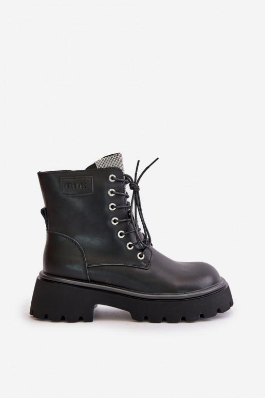 siltināti Āda zābaki Sieviešu ar mirdzošiem spīdumiņiem GOE OO2N4125 melnas krāsas