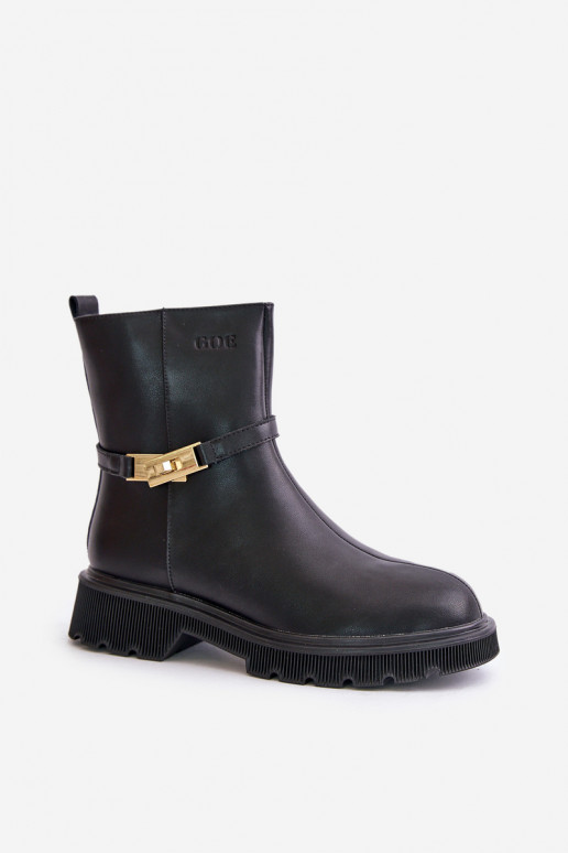 Āda Sieviešu puszābaki ar siksniņām siltināti GOE OO2N4150 melnas krāsas