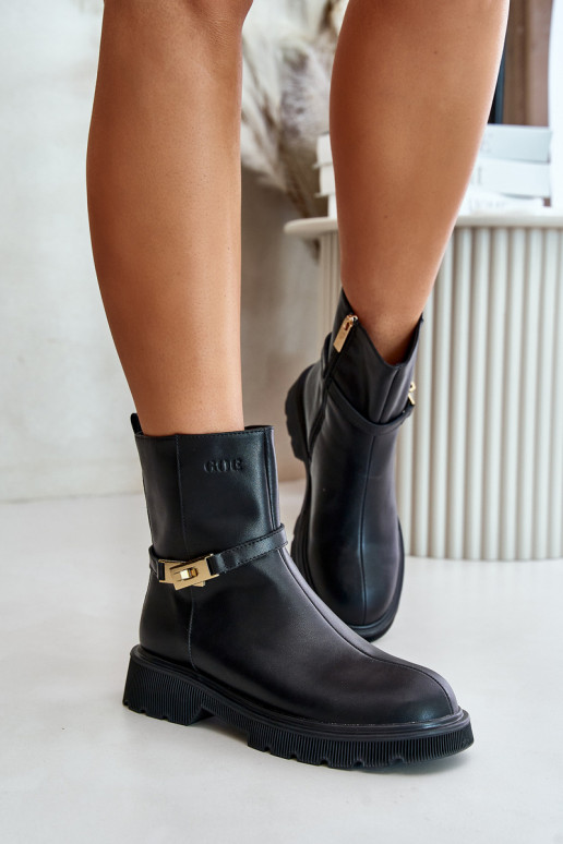 Āda Sieviešu puszābaki ar siksniņām siltināti GOE OO2N4150 melnas krāsas