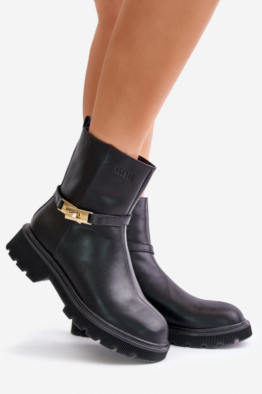 Āda Sieviešu puszābaki ar siksniņām siltināti GOE OO2N4150 melnas krāsas