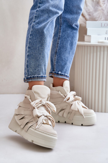 Āda Sneakers modeļa apavi Sieviešu ar platformu CheBello 4561 smilšu krāsas 2