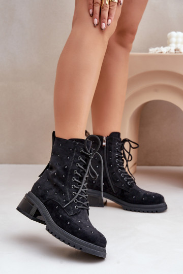 Dekorētas zābaki Sieviešu siltināti D&A MR880-017 melnas krāsas