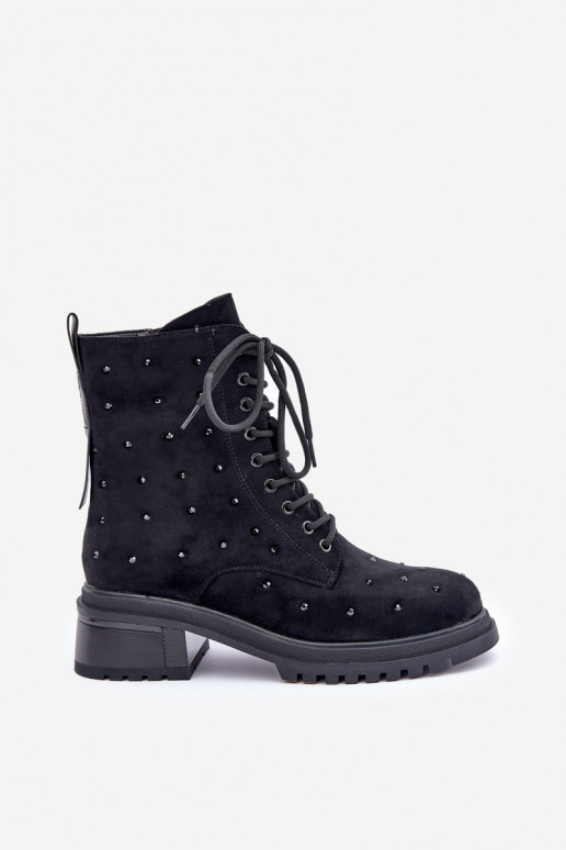 Dekorētas zābaki Sieviešu siltināti D&A MR880-017 melnas krāsas Dekorētas zābaki Sieviešu siltināti D&A MR880-017 melnas krāsas