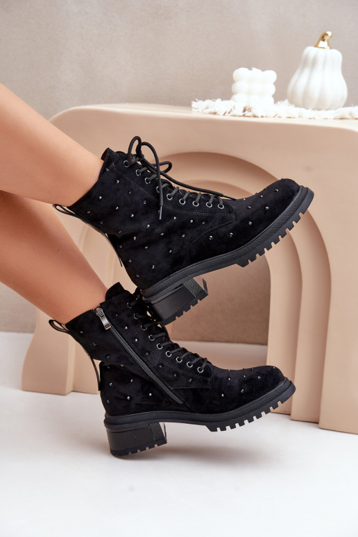 Dekorētas zābaki Sieviešu siltināti D&A MR880-017 melnas krāsas Dekorētas zābaki Sieviešu siltināti D&A MR880-017 melnas krāsas