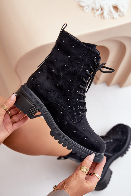 Dekorētas zābaki Sieviešu siltināti D&A MR880-017 melnas krāsas Dekorētas zābaki Sieviešu siltināti D&A MR880-017 melnas krāsas