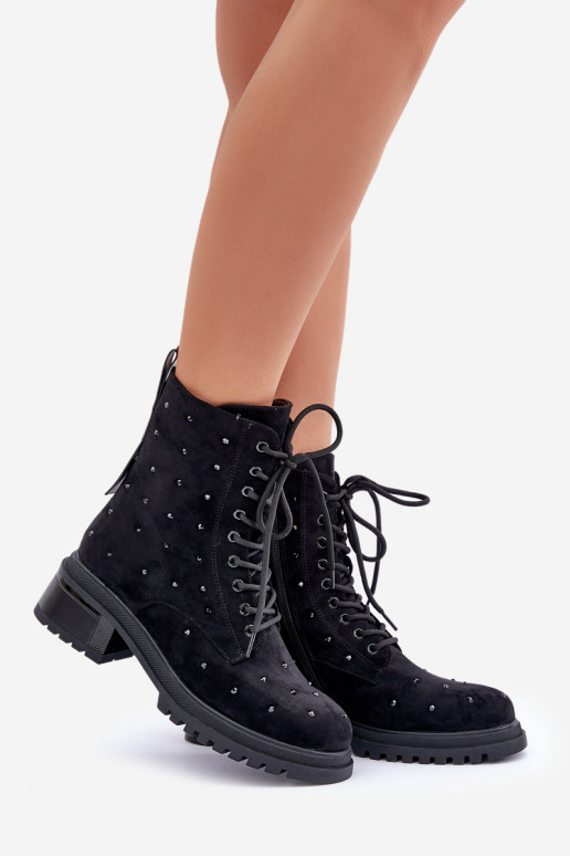 Dekorētas zābaki Sieviešu siltināti D&A MR880-017 melnas krāsas Dekorētas zābaki Sieviešu siltināti D&A MR880-017 melnas krāsas