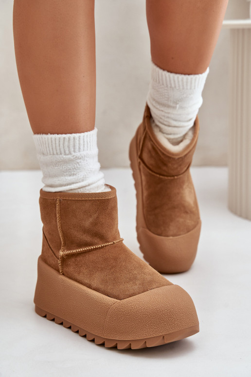 siltināti zamšādas sniega apavi ar platformu Big Star OO274A212 brūnas krāsas siltināti zamšādas sniega apavi ar platformu Big Star OO274A212 brūnas krāsas