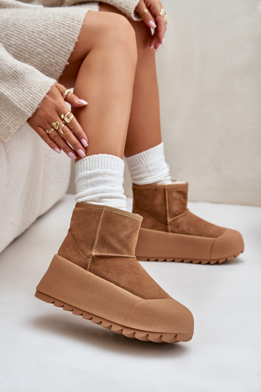 siltināti zamšādas sniega apavi ar platformu Big Star OO274A212 brūnas krāsas siltināti zamšādas sniega apavi ar platformu Big Star OO274A212 brūnas krāsas