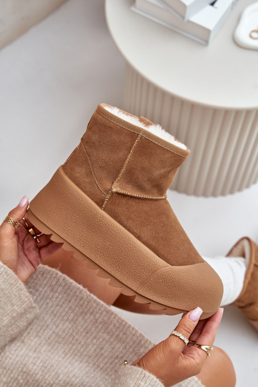 siltināti zamšādas sniega apavi ar platformu Big Star OO274A212 brūnas krāsas siltināti zamšādas sniega apavi ar platformu Big Star OO274A212 brūnas krāsas