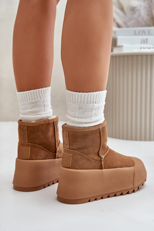 siltināti zamšādas sniega apavi ar platformu Big Star OO274A212 brūnas krāsas siltināti zamšādas sniega apavi ar platformu Big Star OO274A212 brūnas krāsas