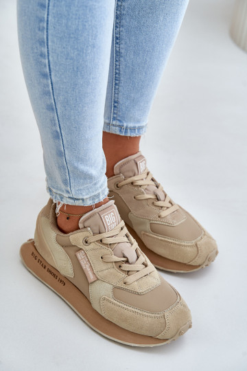 Āda Sneakers modeļa apavi Sieviešu Big Star OO274564 Hi-Poly System smilšu krāsas