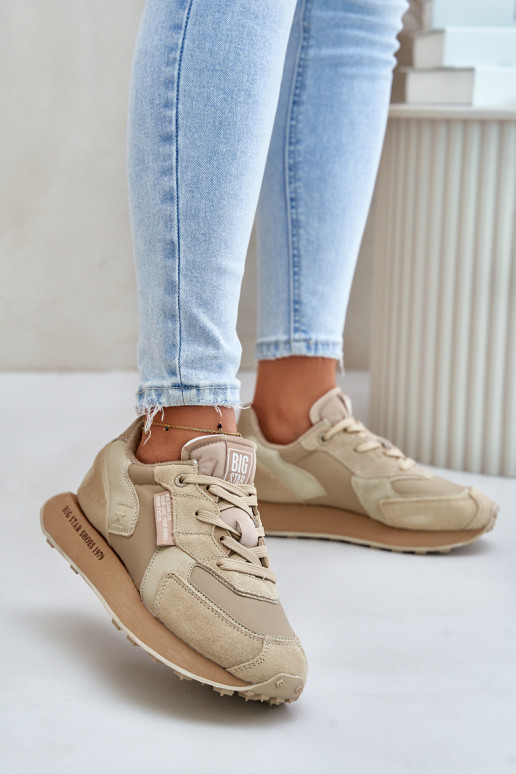 Āda Sneakers modeļa apavi Sieviešu Big Star OO274564 Hi-Poly System smilšu krāsas