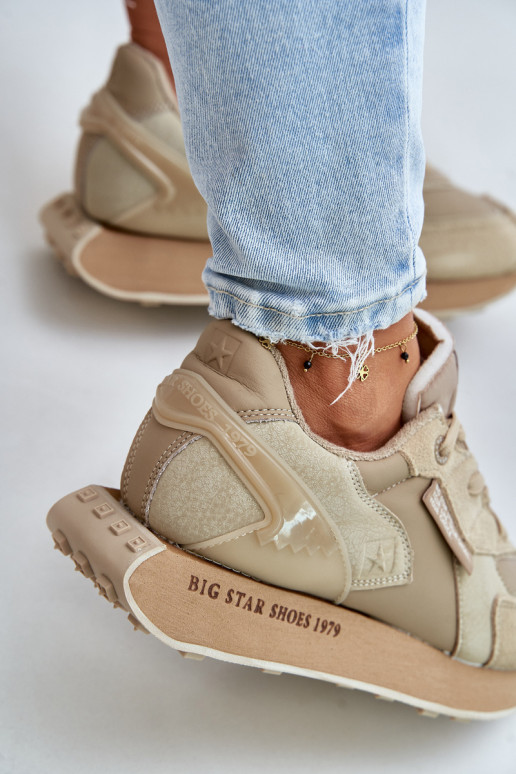 Āda Sneakers modeļa apavi Sieviešu Big Star OO274564 Hi-Poly System smilšu krāsas