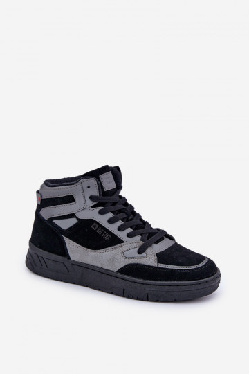 zamšādas Sneakers modeļa apavi Vīriešiem Big Star OO174303 Hi-Poly System Melns-Pelēkas krāsas