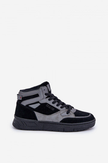 zamšādas Sneakers modeļa apavi Vīriešiem Big Star OO174303 Hi-Poly System Melns-Pelēkas krāsas 2
