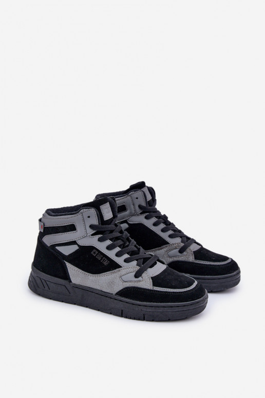 zamšādas Sneakers modeļa apavi Vīriešiem Big Star OO174303 Hi-Poly System Melns-Pelēkas krāsas zamšādas Sneakers modeļa apavi Vīriešiem Big Star OO174303 Hi-Poly System Melns-Pelēkas krāsas