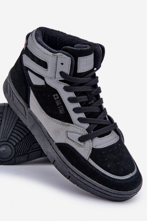 zamšādas Sneakers modeļa apavi Vīriešiem Big Star OO174303 Hi-Poly System Melns-Pelēkas krāsas zamšādas Sneakers modeļa apavi Vīriešiem Big Star OO174303 Hi-Poly System Melns-Pelēkas krāsas