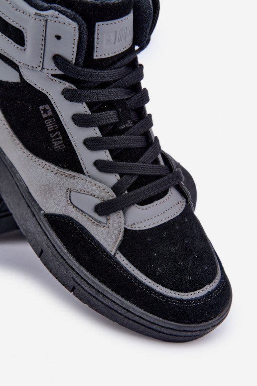 zamšādas Sneakers modeļa apavi Vīriešiem Big Star OO174303 Hi-Poly System Melns-Pelēkas krāsas zamšādas Sneakers modeļa apavi Vīriešiem Big Star OO174303 Hi-Poly System Melns-Pelēkas krāsas