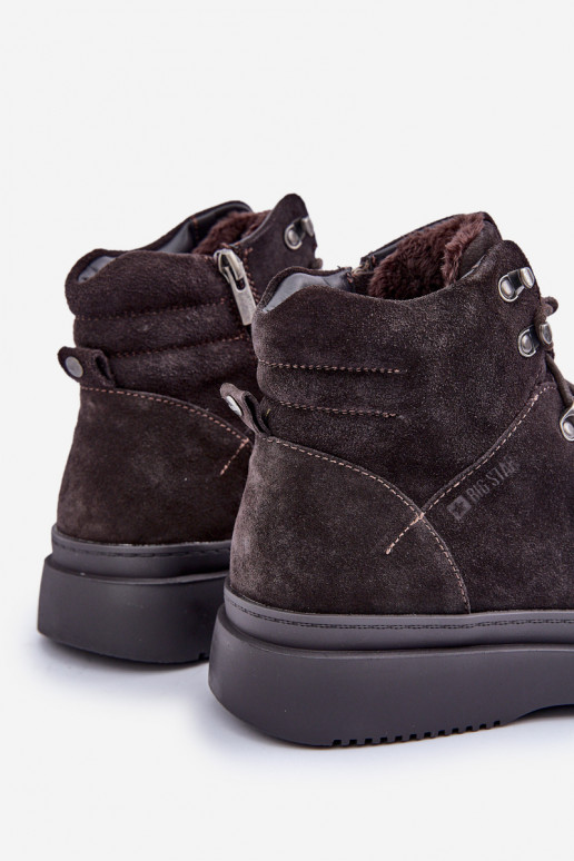 zamšādas apavi Vīriešiem siltināti Big Star OO174189 brūnas krāsas