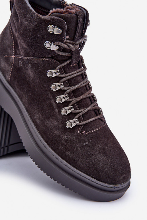 zamšādas apavi Vīriešiem siltināti Big Star OO174189 brūnas krāsas