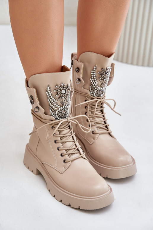 Eko Āda zābaki Ar Dekorāciju siltināti D&A MR880-080 smilšu krāsas Eko Āda zābaki Ar Dekorāciju siltināti D&A MR880-080 smilšu krāsas