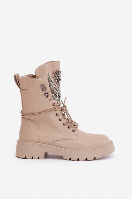 Eko Āda zābaki Ar Dekorāciju siltināti D&A MR880-080 smilšu krāsas Eko Āda zābaki Ar Dekorāciju siltināti D&A MR880-080 smilšu krāsas