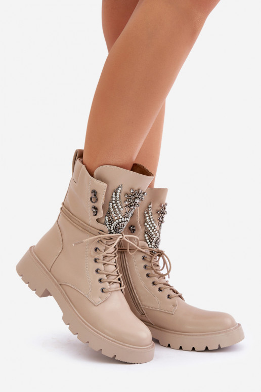 Eko Āda zābaki Ar Dekorāciju siltināti D&A MR880-080 smilšu krāsas Eko Āda zābaki Ar Dekorāciju siltināti D&A MR880-080 smilšu krāsas