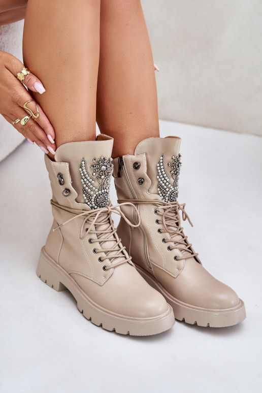 Eko Āda zābaki Ar Dekorāciju siltināti D&A MR880-080 smilšu krāsas Eko Āda zābaki Ar Dekorāciju siltināti D&A MR880-080 smilšu krāsas