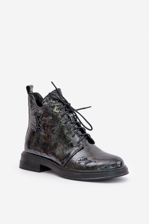 Āda Laque Sieviešu puszābaki siltināti Uz pili D&A LZ42-042 Melns-Pelēkas krāsas Āda Laque Sieviešu puszābaki siltināti Uz pili D&A LZ42-042 Melns-Pelēkas krāsas