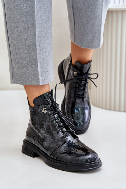 Āda Laque Sieviešu puszābaki siltināti Uz pili D&A LZ42-042 Melns-Pelēkas krāsas Āda Laque Sieviešu puszābaki siltināti Uz pili D&A LZ42-042 Melns-Pelēkas krāsas