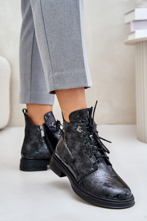 Āda Laque Sieviešu puszābaki siltināti Uz pili D&A LZ42-042 Melns-Pelēkas krāsas Āda Laque Sieviešu puszābaki siltināti Uz pili D&A LZ42-042 Melns-Pelēkas krāsas