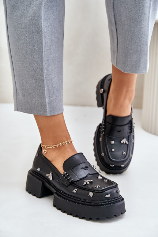 Āda apavi Sieviešu Ar rotājumiem D&A MR880-102 melnas krāsas Āda apavi Sieviešu Ar rotājumiem D&A MR880-102 melnas krāsas