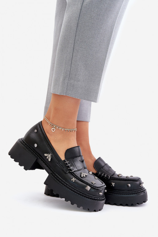 Āda apavi Sieviešu Ar rotājumiem D&A MR880-102 melnas krāsas Āda apavi Sieviešu Ar rotājumiem D&A MR880-102 melnas krāsas