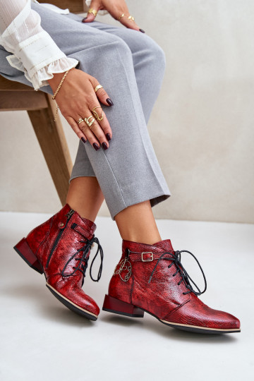 Sieviešu Āda Laque Sieviešu puszābaki Kurpes Tā irciejka 5743A-08 sarkanas krāsas