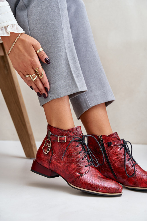 Sieviešu Āda Laque Sieviešu puszābaki Kurpes Tā irciejka 5743A-08 sarkanas krāsas