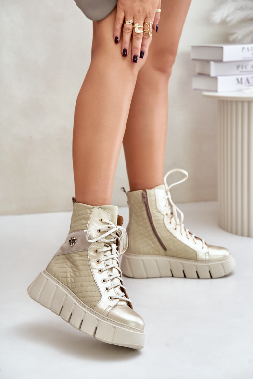 Āda Sieviešu puszābaki ar platformu Tā irciejka 06751-25 Zelta krāsas