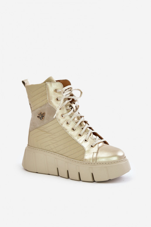 Āda Sieviešu puszābaki ar platformu Tā irciejka 06751-25 Zelta krāsas