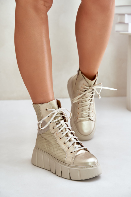 Āda Sieviešu puszābaki ar platformu Tā irciejka 06751-25 Zelta krāsas