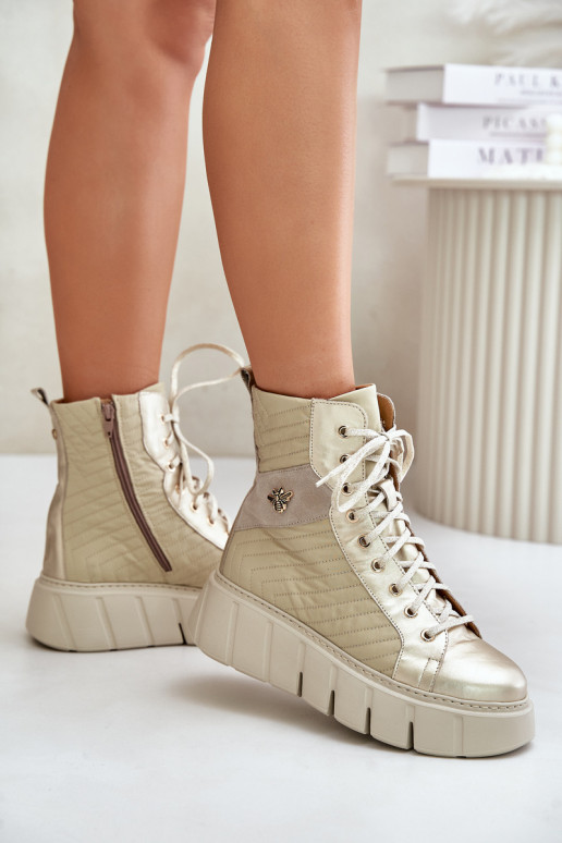 Āda Sieviešu puszābaki ar platformu Tā irciejka 06751-25 Zelta krāsas