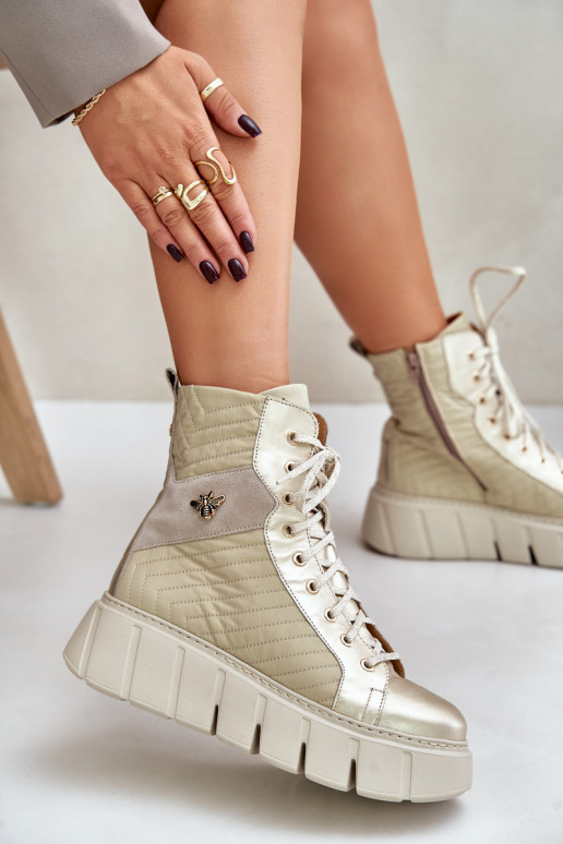 Āda Sieviešu puszābaki ar platformu Tā irciejka 06751-25 Zelta krāsas