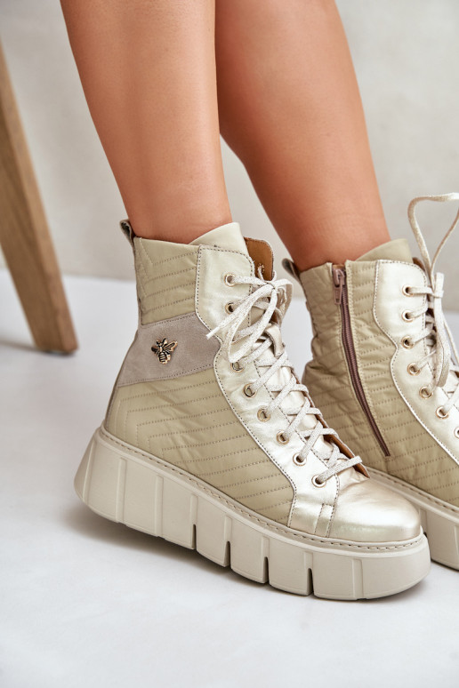 Āda Sieviešu puszābaki ar platformu Tā irciejka 06751-25 Zelta krāsas