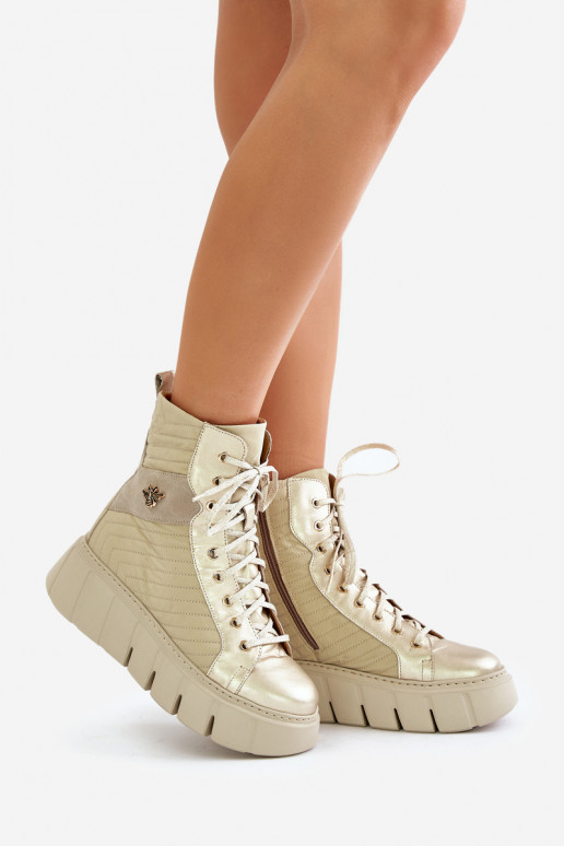 Āda Sieviešu puszābaki ar platformu Tā irciejka 06751-25 Zelta krāsas