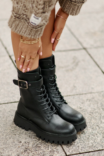 siltināti zābaki ar sprādzēm Big Star OO274137 melnas krāsas 2