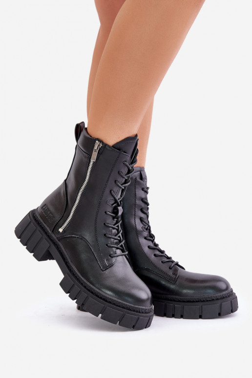 siltināti zābaki Sieviešu no eko ādas Big Star MM274578 melnas krāsas