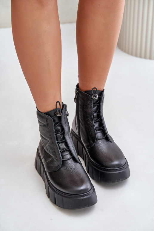 Zazoo 60472 Āda Sieviešu puszābaki ar platformu I Koturnie melnas krāsas Zazoo 60472 Āda Sieviešu puszābaki ar platformu I Koturnie melnas krāsas