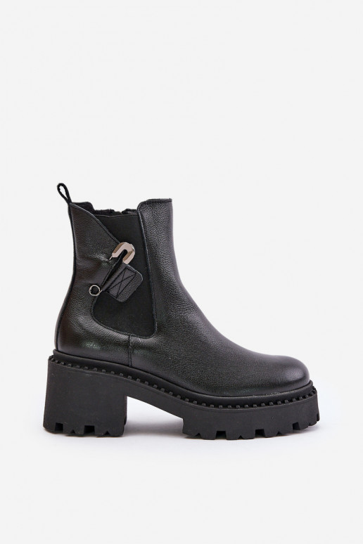 Zazoo 60490 Āda siltināti Sieviešu puszābaki ar ornamentiem melnas krāsas Zazoo 60490 Āda siltināti Sieviešu puszābaki ar ornamentiem melnas krāsas