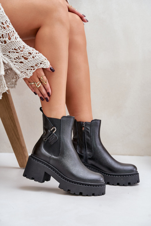 Zazoo 60490 Āda siltināti Sieviešu puszābaki ar ornamentiem melnas krāsas Zazoo 60490 Āda siltināti Sieviešu puszābaki ar ornamentiem melnas krāsas